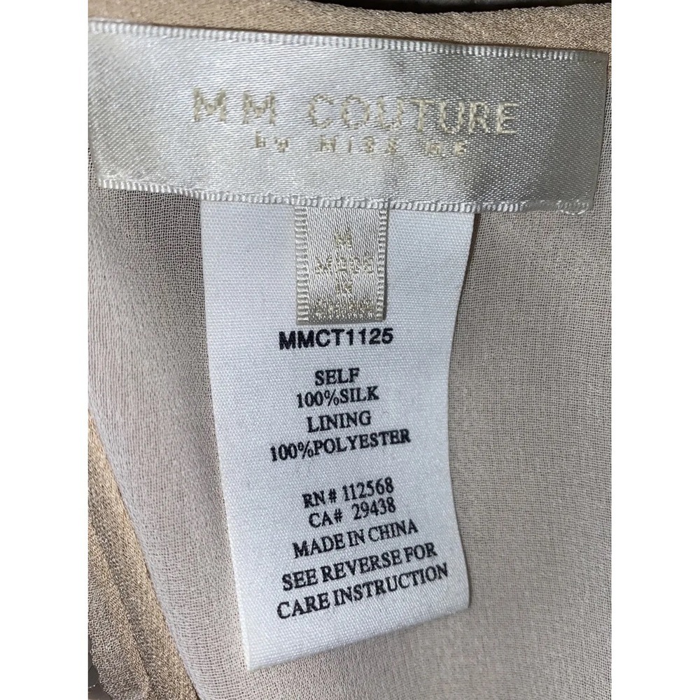 MM Couture Miss Me Silk Pinkish Beige Sequin Overlay Tank Top Sz Medium Womens - Picture 3 of 4